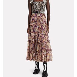 Zimmerman Ladybeetle Tiered Lurex Midi Skirt